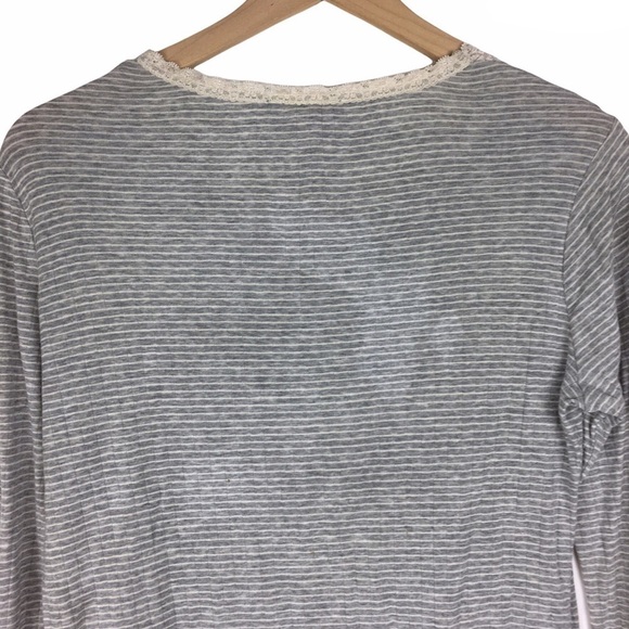 LAUREN RALPH LAUREN Cardigan Top Button Up Stripe Long Sleeve Ribbed Lace Small - Picture 5 of 11